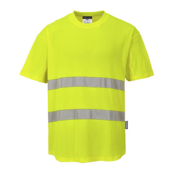 Picture of Hi-Vis Cotton Comfort Mesh Insert T-Shirt S/S - Yellow C394