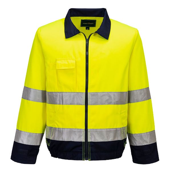 Picture of Madrid Hi-Vis Contrast Bomber Jacket - Yellow/Navy TX70