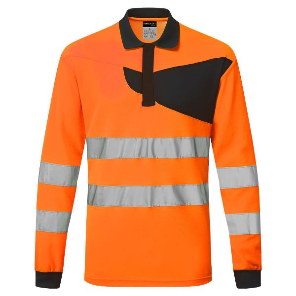 Picture of PW2 Hi-Vis Polo Shirt L/S PW220 Orange