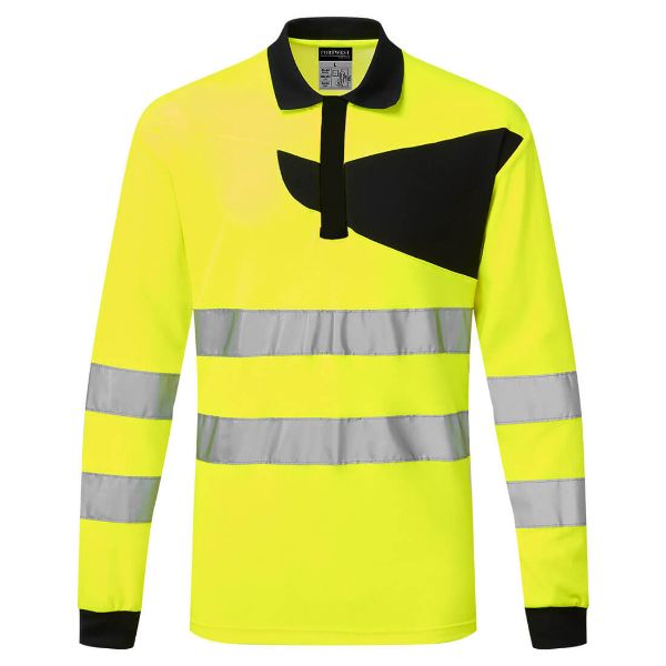 Picture of PW2 Hi-Vis Polo Shirt L/S PW220 Yellow