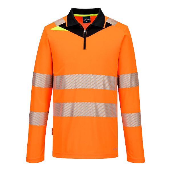 Picture of DX4 Hi-Vis Polo Shirt L/S DX419 Orange/Black