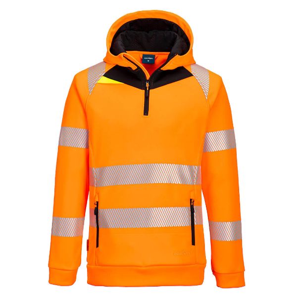 Picture of DX4 Hi-Vis Zip Through Hoodie DX482 Orange/Black
