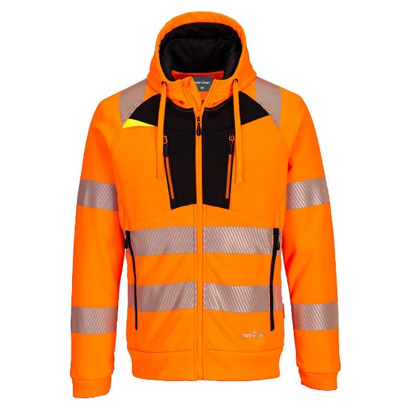 Picture of DX4 Hi-Vis Zip Through Hoodie DX484 Orange/Black
