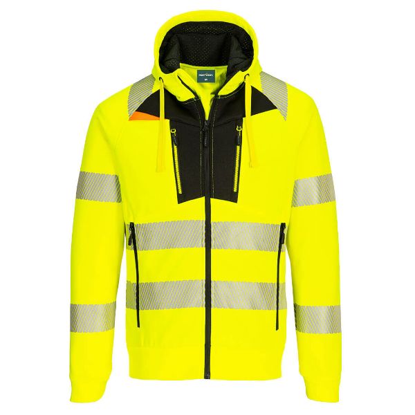 Picture of DX4 Hi-Vis Zip Through Hoodie DX484 Yellow/Black