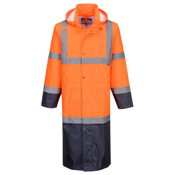 Picture of Truro Hi-Vis Rain Jacket H446 Orange/Navy