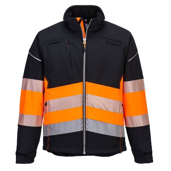 Picture of PW3 Hi-Vis Softshell Jacket PW375 Black/Orange