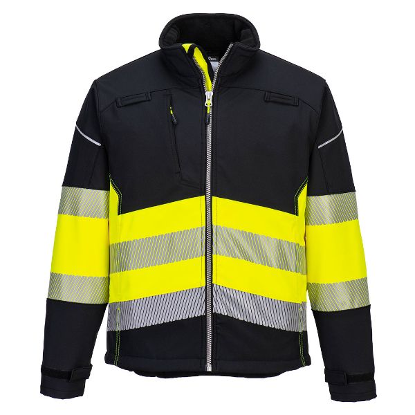 Picture of PW3 Hi-Vis Softshell Jacket PW375 Black/Yellow