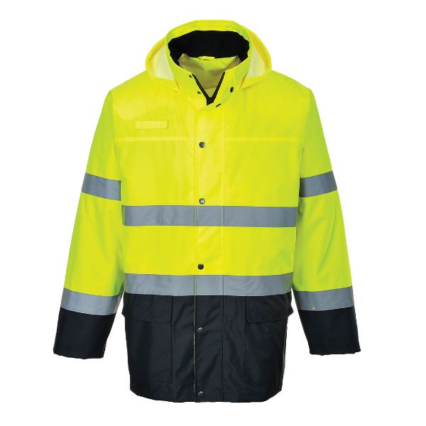 Picture of Hi-Vis Rain Jacket S166 Yellow/Navy