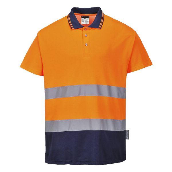 Picture of Hi-Vis Polo Shirt L/S S174 Orange/Navy