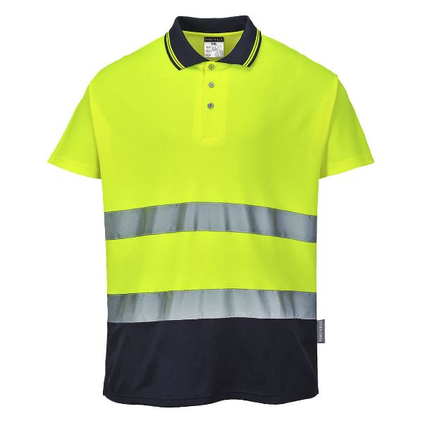 Picture of Hi-Vis Polo Shirt L/S S174 Yellow/Navy