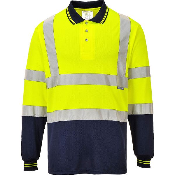 Picture of Hi-Vis Polo Shirt L/S S279 Yellow/Navy