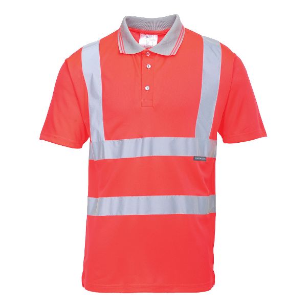 Picture of Hi-Vis Two Tone Polo Shirt S/S S477 Red