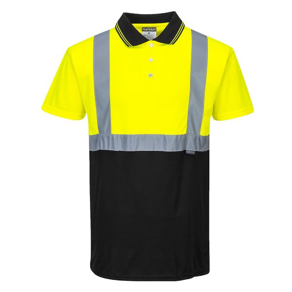 Picture of Hi-Vis Two Tone Polo Shirt L/S S479 Yellow/Black