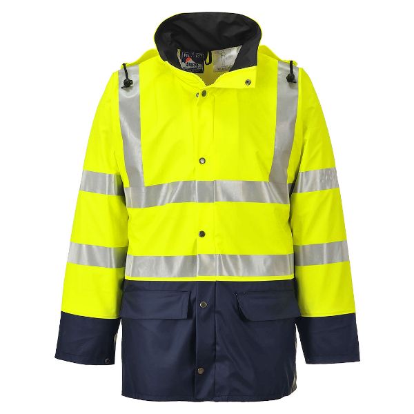 Picture of Hi-Vis Rain Jacket S496 Yellow/Navy
