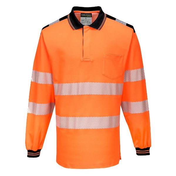 Picture of Hi-Vis Polo Shirt S/S T184 Orange/Black