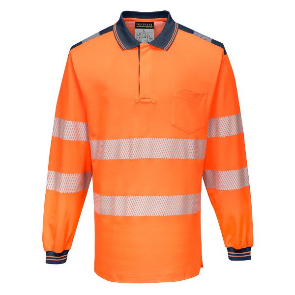 Picture of Hi-Vis Polo Shirt S/S T184 Orange/Navy
