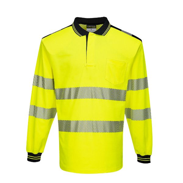 Picture of Hi-Vis Polo Shirt S/S T184 Yellow/Black