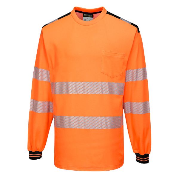 Picture of Hi-Vis Polo Shirt L/S T185 Orange/Black