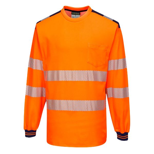 Picture of Hi-Vis Polo Shirt L/S T185 Orange/Navy