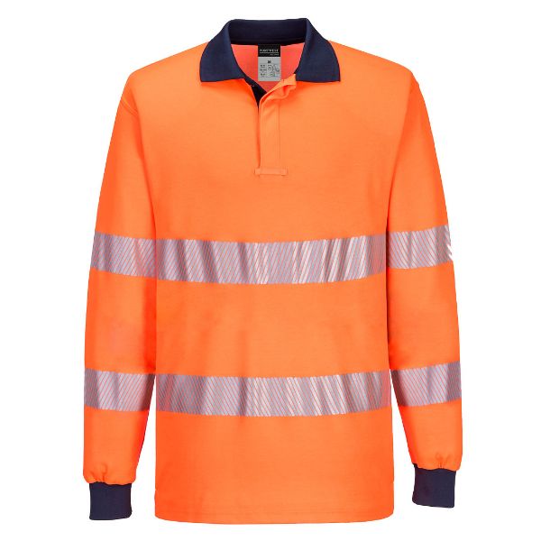 Picture of Hi-Vis Polo Shirt L/S T186 Orange/Navy