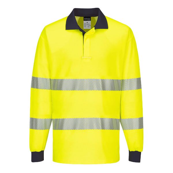 Picture of Hi-Vis Polo Shirt L/S T186 Yellow/Navy