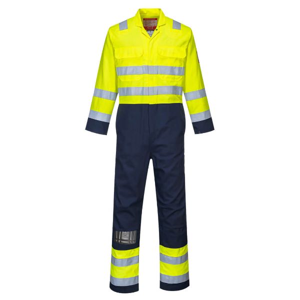 Picture of Bizflame Work Hi-Vis Contrast FR Coverall Yellow/Navy BIZ7