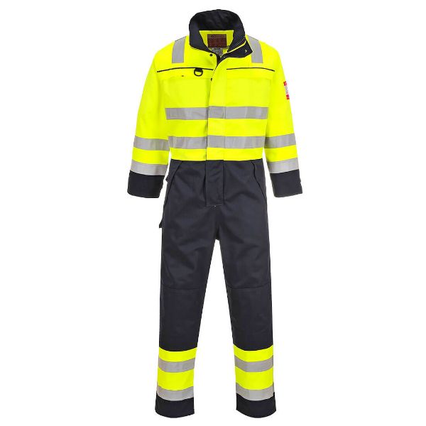 Picture of Bizflame Work Hi-Vis Multi-Norm Contrast FR Coverall Yellow/Navy FR60