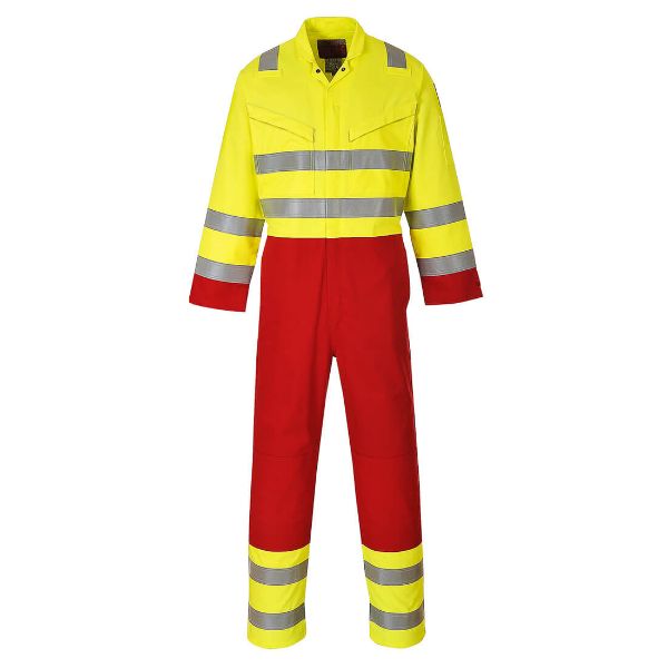 Picture of Bizflame Work Hi-Vis Contrast FR Coverall Yellow FR90