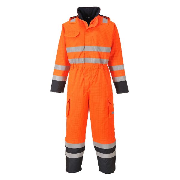 Picture of Bizflame Rain Hi-Vis Contrast FR Winter Coverall Orange/Navy S775