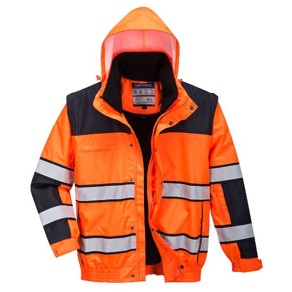 Picture of Hi-Vis 3-in-1 Contrast Winter Bomber Jacket - Orange/Black C466