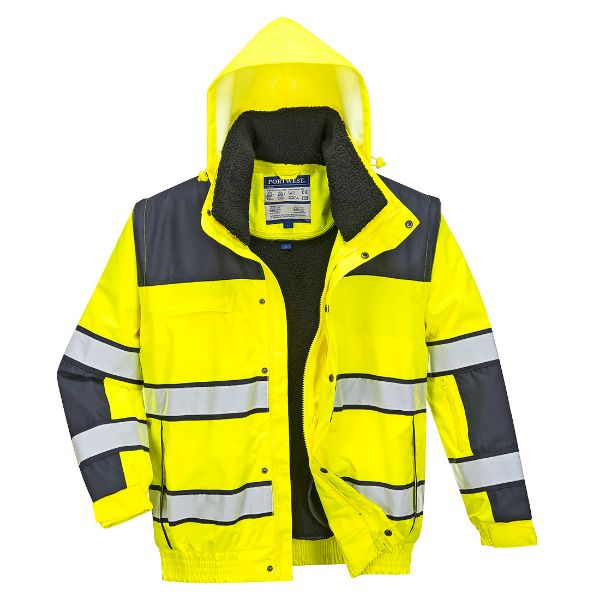 Picture of Hi-Vis 3-in-1 Contrast Winter Bomber Jacket - Yellow/Navy C466